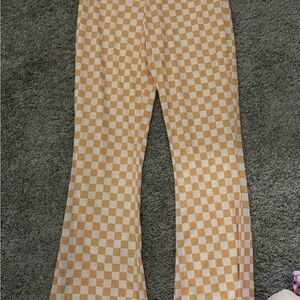 Altar'd State Yellow and White Checkerboard Flare Leggings